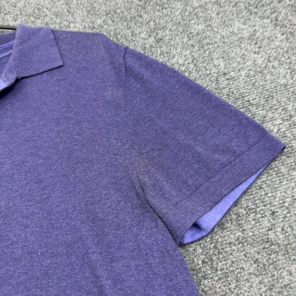 Banana Republic Polo Shirt Men L Purple Silk Cotton Cashmere Blend Casual Casual